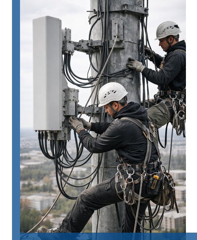 Монтаж оборудования связи на мачте в Прокопьевске с пусконаладкой