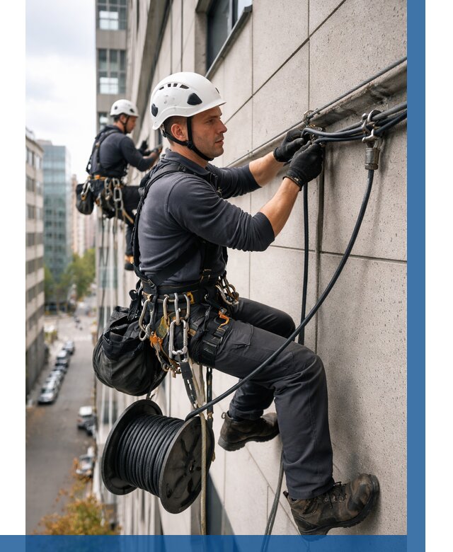 Прокладка кабеля по фасаду в Прокопьевске от 362 р. | ВЫСОТНИК-Прк