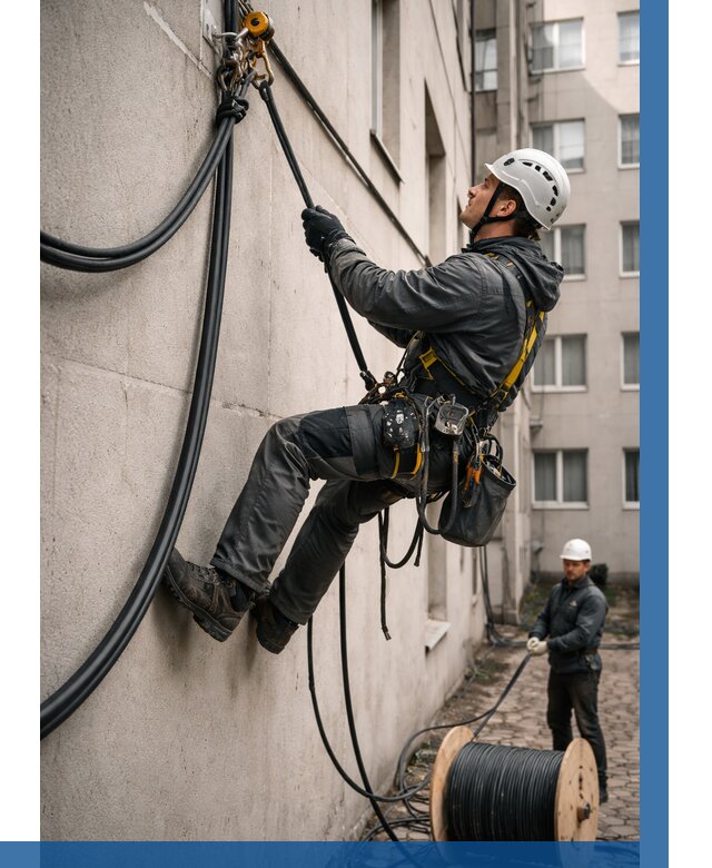Протяжка кабеля питания на высоте в Прокопьевске от 465 р. | ВЫСОТНИК-Прк