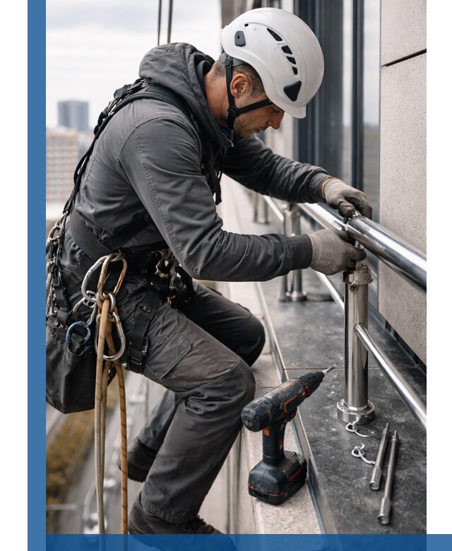 Монтаж ограждений на высоте в Прокопьевске для зданий и конструкций