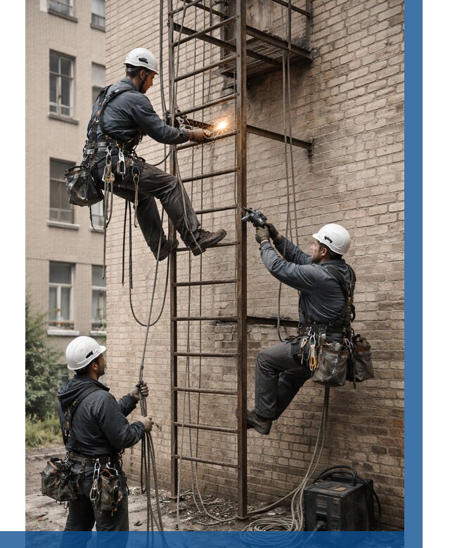 Ремонт пожарной лестницы в Прокопьевске от 7753 р. | ВЫСОТНИК-Прк