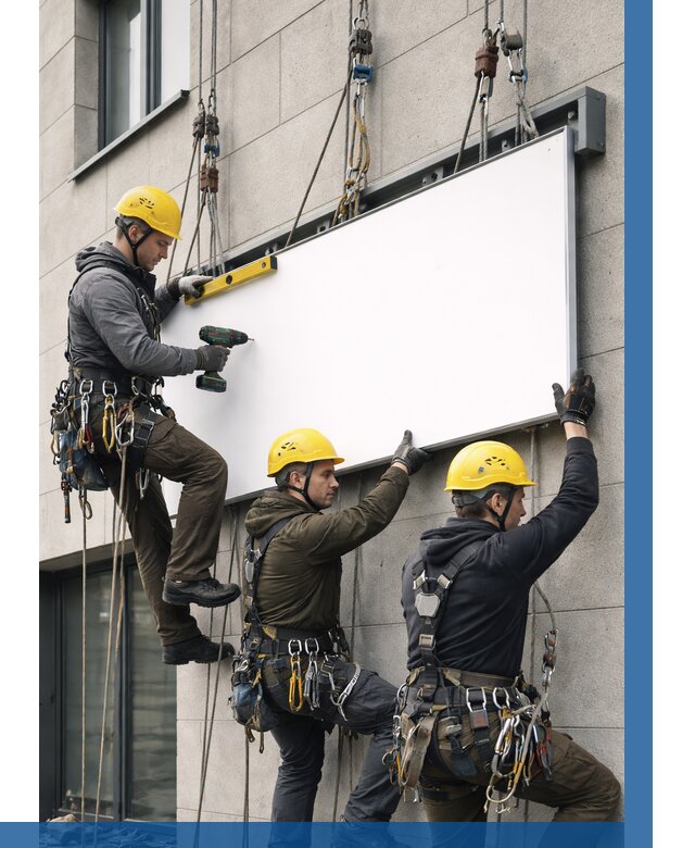 Монтаж рекламной вывески в Прокопьевске от 8270 р. | ВЫСОТНИК-Прк