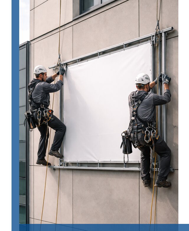 Монтаж наружной рекламной вывески в Прокопьевске под ключ