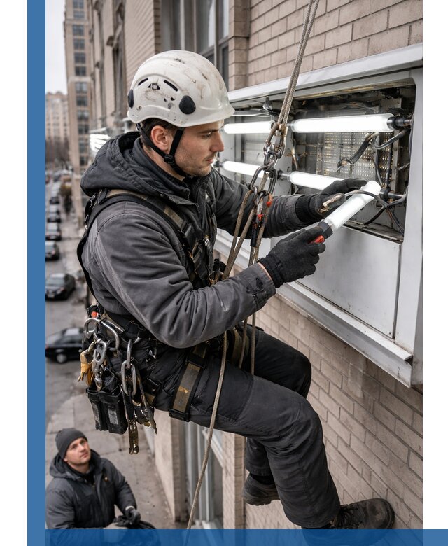 Профессиональная замена ламп в наружной вывеске в Прокопьевске
