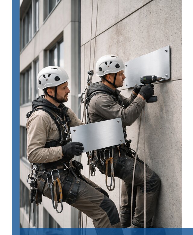 Монтаж табличек и указателей в Прокопьевске для зданий и сооружений