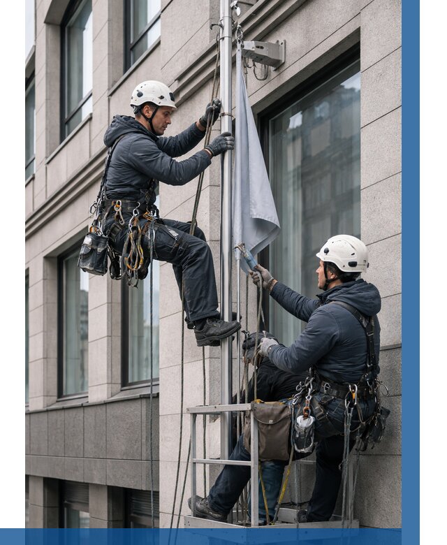 Установка флагов на фасаде в Прокопьевске от 4652 р. | ВЫСОТНИК-Прк