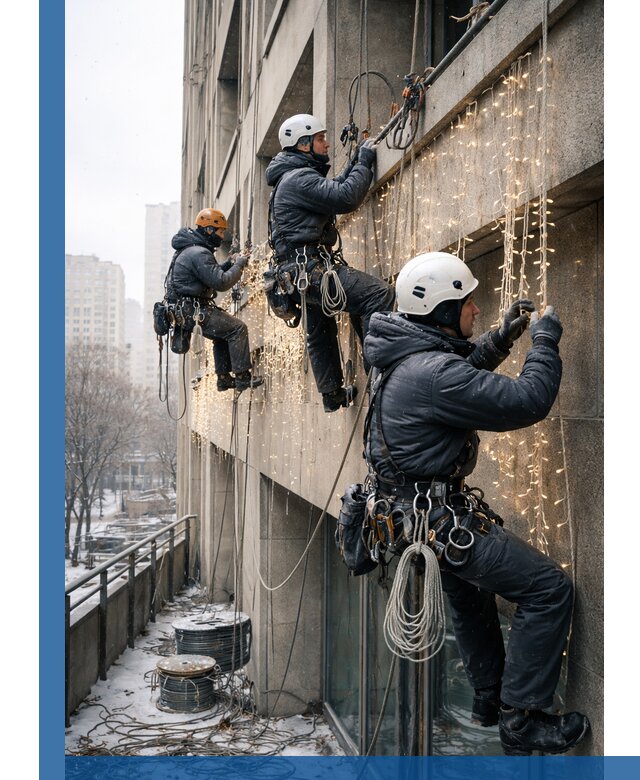 Монтаж новогодней иллюминации и украшение фасадов в Прокопьевске