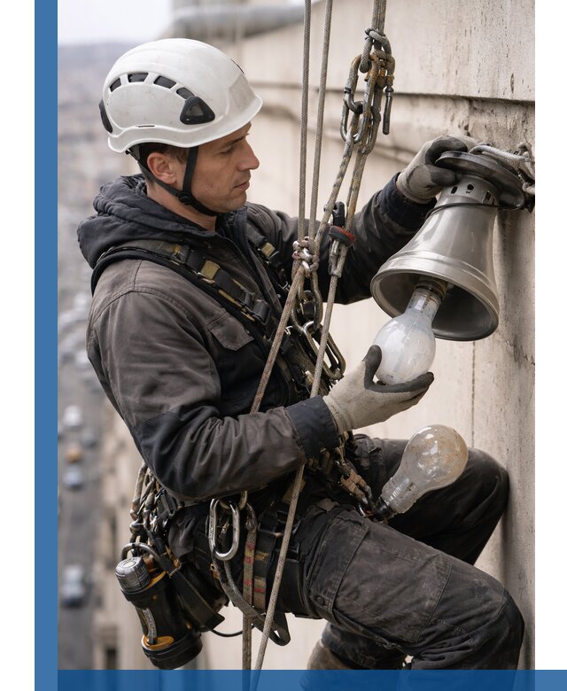 Замена ламп на высоте в Прокопьевске профессионально и быстро