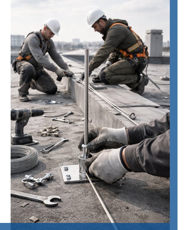 Монтаж молниезащиты на кровле в Прокопьевске цена от 25843 р. | ВЫСОТНИК-Прк