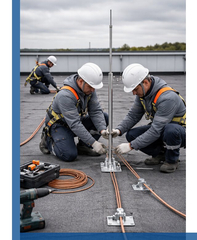 Монтаж молниезащиты на кровле в Прокопьевске под ключ с гарантией