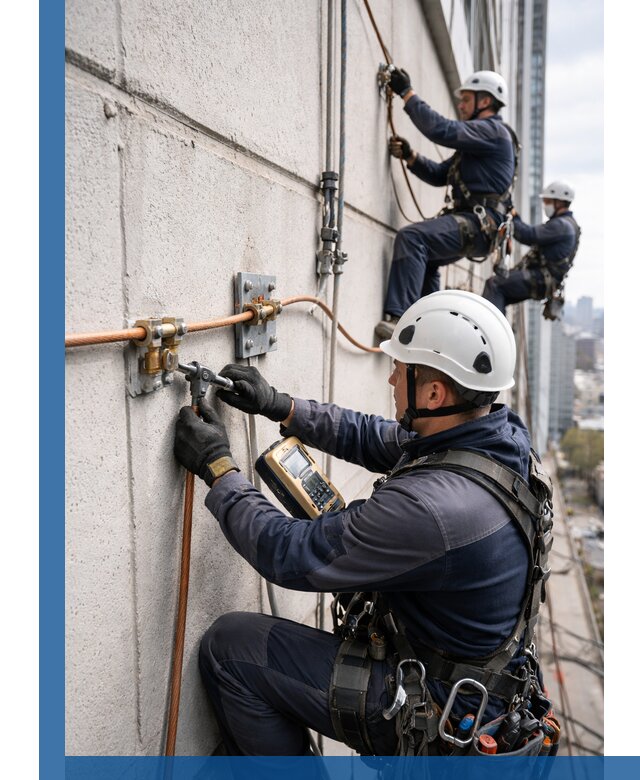 Монтаж системы заземления здания и молниезащиты в Прокопьевске