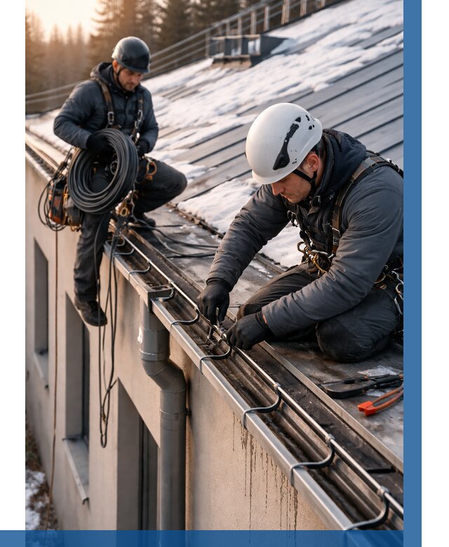 Монтаж греющего кабеля на кровле в Прокопьевске от 465 р. | ВЫСОТНИК-Прк