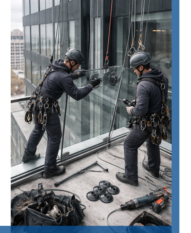 Монтаж стеклянных ограждений в Прокопьевске от 2584 р. | ВЫСОТНИК-Прк