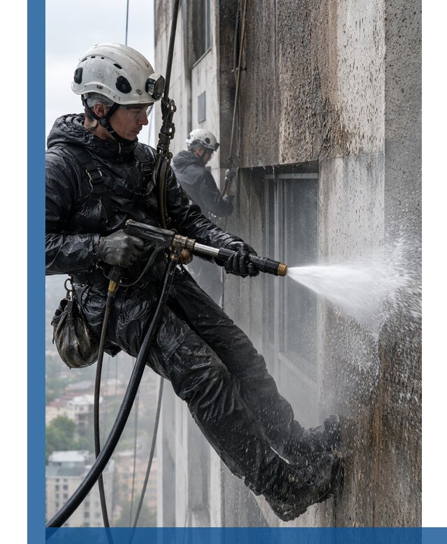 Гидроструйная очистка фасадов и конструкций в Прокопьевске