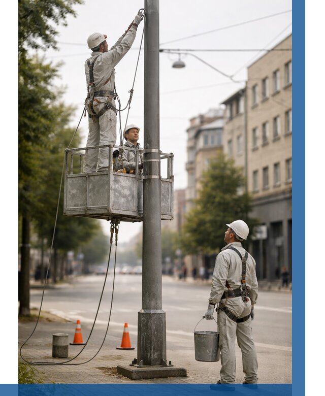 Покраска опор освещения в Прокопьевске от 5169 р. | ВЫСОТНИК-Прк