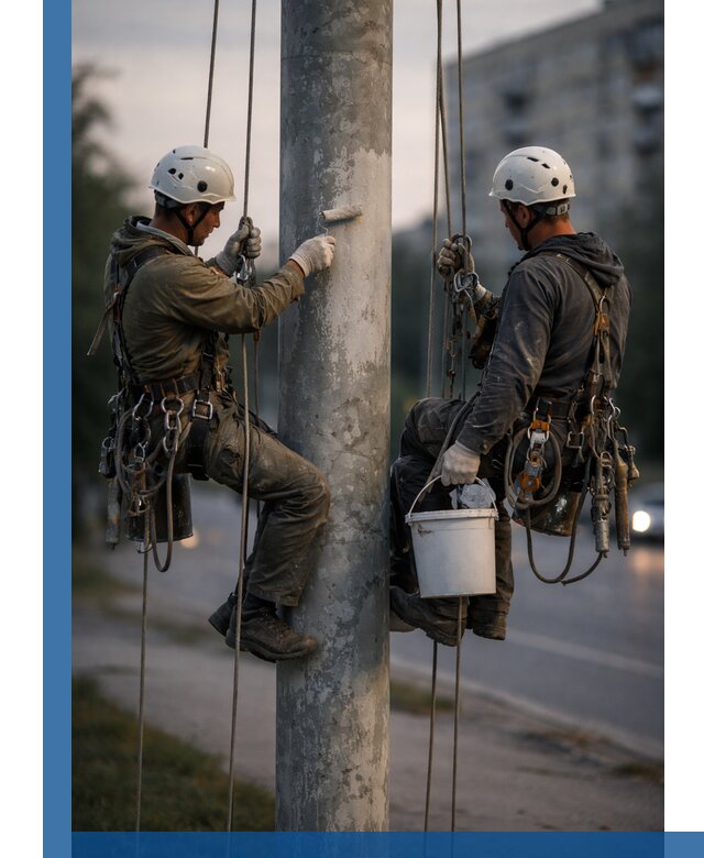 Покраска опор освещения и антикоррозийная защита в Прокопьевске