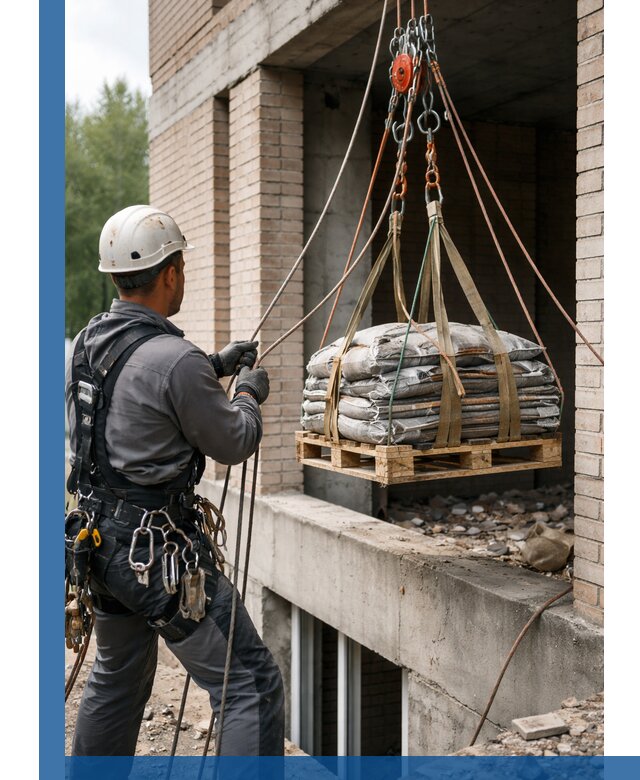 Подъем материалов на этаж веревками в Прокопьевске оперативно