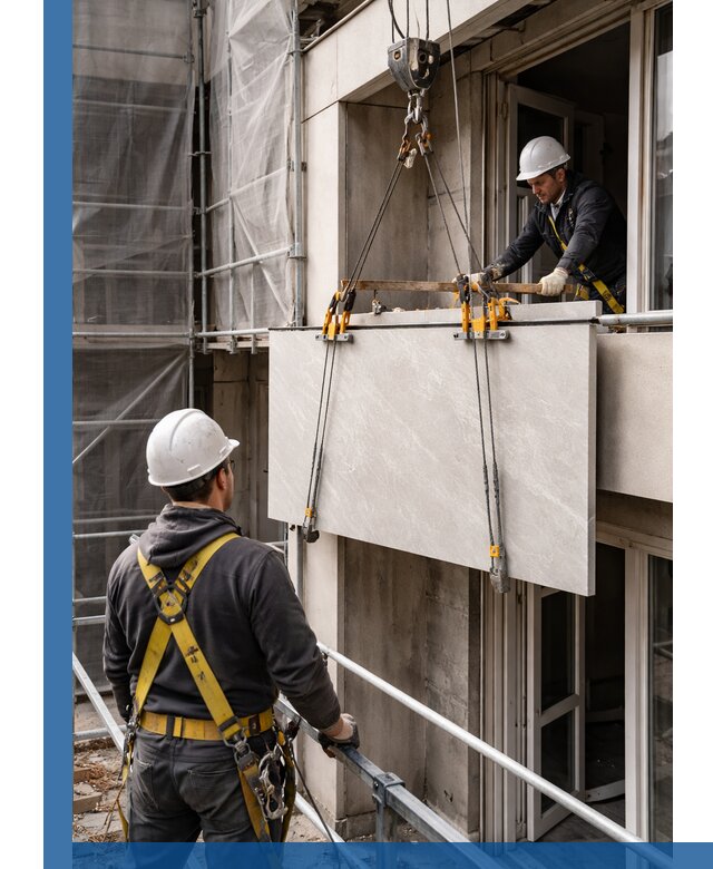 Подъем керамогранита на этаж в Прокопьевске грузчиками и техникой