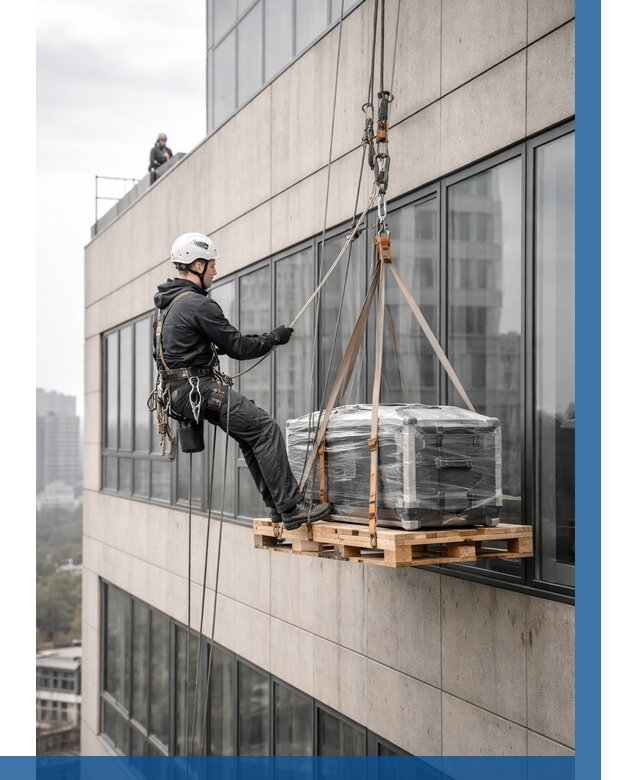 Спуск груза по фасаду в Прокопьевске от 3618 р. | ВЫСОТНИК-Прк