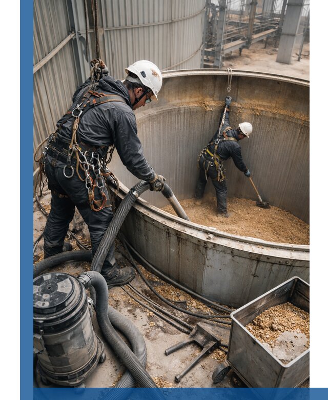 Профессиональная чистка зерновых бункеров в Прокопьевске с выездом