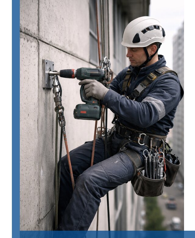 Установка анкерных точек для высотных работ в Прокопьевске